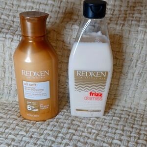 Redken All Soft and Frizz Dismiss Shampoo Set - Gold and White Bundle